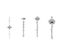 Sanskrit Flower Pattern Women's Chest And Back Scar Covering Sticker, Semi-permanent Non-reflective, Waterproof, Long-lasting 2 Weeks, Fake Tattoos(4pcs)