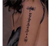 Sanskrit Flower Pattern Women's Chest And Back Scar Covering Sticker, Semi-permanent Non-reflective, Waterproof, Long-lasting 2 Weeks, Fake Tattoos(B)