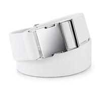 SANSTHS Mens Belt 1.5", Casual Web Golf Quick Release Belts for Men, Stretch Nylon Unisex Work Belts Adventure, White(seat Belt Buckle), 24"-42" Waist Adjustable