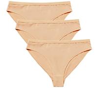 Sanstrong 3 Packs Dance Underwear High Cut Ballets Nude Dance Briefs Tan Gymnastic Underwear Short Pants Women and Girls, Nude, L