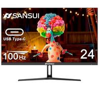 SANSUI 24" USB Type C Computer Monitor 100Hz Computer Monitor FHD 1080P HDMI FreeSync HDR Headphone Jack Ergonomic Tilt for Home Office