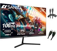 Sansui Monitor 24 inch 100Hz IPS USB Type-C FHD 1080P Computer Display Built-in Speakers HDMI DP HDR10 Game RTS/FPS Tilt Adjustable for Working and Gaming (ES-24X3 Type-C & HDMI Cable Included)