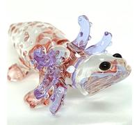 Sansukjai Axolotl Miniature Hand Blown Color Glass Art Figurines Animals Collectible Gift Home Décor (Red Purple)