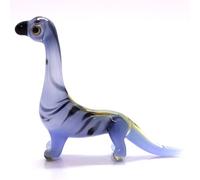 Sansukjai Diplodocus Dinosaur Figurines Hand Blown Color Glass Art Animals Collectible Gift Home Decor, Black Blue