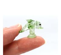 Sansukjai Dolphin Tiny Micro Figurines Hand Blown Glass Art Sea Animals Collectible Gift Home Décor (Green V2)