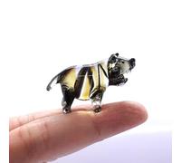 Sansukjai Hippo Tiny Figurines Hand Blown Glass Art Animals Collectible Gift Home Décor (Black Amber)