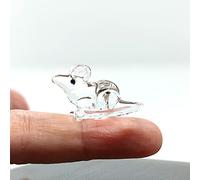 Sansukjai Mouse Micro Tiny Figurines Hand Blown Glass Art Animals Collectible Gift Home Décor (Clear)