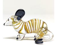 Sansukjai Mouse Miniature Figurines Animals Hand Blown Color Glass Art Collectible Gift Decorate, Amber