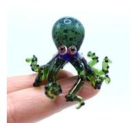 Sansukjai Octopus Tiny Hand Color Blown Glass Art Figurines Sea Animals Collectible Gift Decorate (Marble Green)