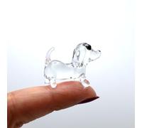 Sansukjai Rare Dog Tiny Micro Crystal Figurines Hand Blown Clear Glass Art Animals Collectible Dog-Lover Gift Home Decor (N)