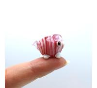 Sansukjai Rare Pig Micro Tiny Figurines Hand Blown Glass Art Animals Collectible Gift Home Decor#1 (Pink)