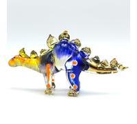Sansukjai Stegosaurus Dinosaur Tiny Miniature Figurines Hand Blown Glass Art Animals Collectible Gift Home Décor (Amber Blue)