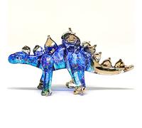 Sansukjai Stegosaurus Dinosaur Tiny Miniature Figurines Hand Blown Glass Art Animals Collectible Gift Home Décor (Blue)