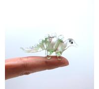 Sansukjai Stegosaurus Tiny Hand Blown Glass Art Figurines Animals Dinosaur Collectible Gift Home Décor, Green Red
