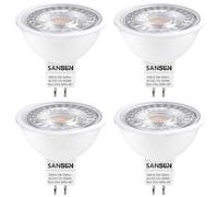 SANSUN 5W MR16 LED Bulbs, 12v 50w Halogen Replacement, GU5.3 Bi-Pin Base, Daylight White 4000K, Non-Dimmable, (Pack of 4)