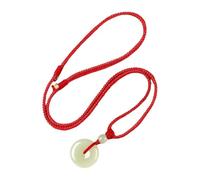 SANSWUNIU 1 Pcs Natural Stone Jade Pendant，Women Peace Buckle，Jade Prayer Buckle，Good Luck Feng Shui，Simple Classic Style，Bring Good Fortune (Size:Diameter20mm（0.8inch）,Color:Red Chain)