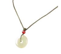 SANSWUNIU 1 Pcs Women Peace Buckle，Natural Stone Jade Pendant，Jade Prayer Buckle，Good Luck Feng Shui，Simple Classic Style，Bring Good Fortune (Size:Diameter25mm（1inch）,Color:Green Chain)