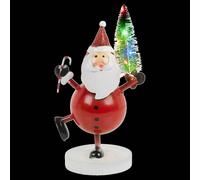(Santa) 28cm Glittery Light Up Festive Metal Figurine With Multicolor LED Christmas Tree