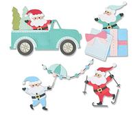 Santa Activities Dies for Card Making Diy Scrapbooking Santa Driving A Truck,popping Out of A Present,Skiing Metal Cutting Dies for Paper Crafting Christmas Metal Die Cuts Punch Template Molds