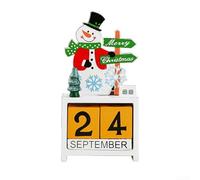 Santa Advent Calendar Wooden Christmas for countdown with for perpetual Date Cubes - Festive Desk Decoration Holiday Decor 3x1.5x5.5 Inch(Calendar snowman)