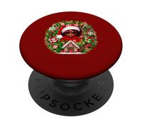 Santa Afro Kid Girl Sunglasses Xmas Floral Cirle Colorful PopSockets Adhesive PopGrip
