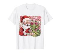 Santa and Alligator Heart Hands Christmas Holiday Graphic Value Graphic T-Shirt, Men, White, M