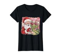Santa and Alligator Heart Hands Christmas Holiday Graphic Value Graphic T-Shirt, Women, Black, M