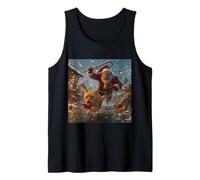 Santa and Cat Chase Christmas Humor Winter Tank Top
