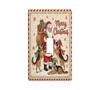 Santa And German Shepherd Christmas Quote Toggle Switch Plate | Santa Claus Illustration, Winter Scarves And Hats, Dog Lover Gift, Seasonal Wall Decor, Festive Entryway Accents