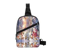 Santa and His Partner Foldable Sport Sling Bag,Lightweight Crossbody Chest Pack with Multiple Pockets,Water-Resistant Polyester Fabric,Compact Travel Daypack