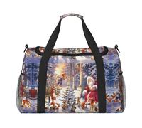 Santa and His Partner Full Print Travel Duffle Bag with Adjustable Shoulder Strap,Large Capacity Twill Polyester Crossbody Bag for Gym,Weekend Trips Outdoor Activities