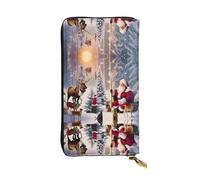 Santa And His Partner Leather Wallet - Fully Printed Design, Durable Faux Leather, Metal Zipper, Multiple Card Slots And Cash Pocket, Perfect For Elegant Men Or Women, A Stylish And Personalized Gift