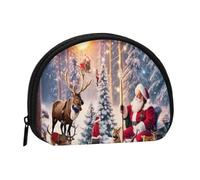 Santa and His Partner Minis Storage Bag Shell Wallet Small Coin Purse with Minis with Zipper Change Purse for Coin Keys You Can Also Store Any Small Objects You Want