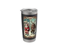 Santa and Krampus Holiday Artwork Design Stainless Steel Insulated Tumbler