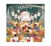 Santa and Reindeer Happy Christmas Cartoon Ling Advent Calendar 230 x 230 mm with white envelope