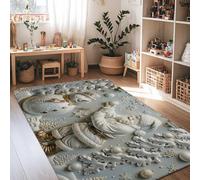 Santa Area Rug, Christmas Festive Snow Man Xmas Tree Silver Low Pile Sponge Rectangle Floor Carpets Edge Binding Rugs for Living Room Bedroom Under Bed Apartment Decor 4' X 6'
