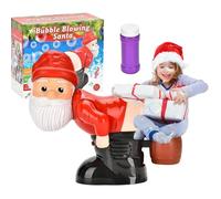 Santa Automatic Bubble Machine, Electric Christmas Funny Bubble Toy For Kids Electric Blowing with Light Music for Christmas Birthdays Parties Toy Alphabet Board (A)
