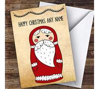 Santa Babushka Russian Doll Modern Personalised Christmas Card | Christmas Card | Modern Christmas Card