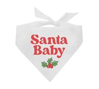 Santa Baby Dog Bandana | 100% Cotton Adjustable Triangle | Made in USA | Christmas | Holiday Cheer | Merry and Bright | Gift | Winter |White, One Size (1464)