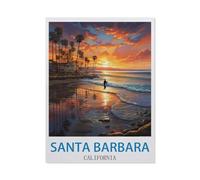 Santa Barbara California , Surf,Jigsaw Puzzles for Adults 1000 Piece, Classic Puzzle Teens Boys Girls Puzzles Sturdy Tight Fitting Pieces,Letters On Back for Ideal Challenging and Gift-50x70cm