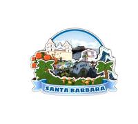 Santa Barbara California USA America Fridge Magnet 3D Wooden City Travel Souvenirs Handmade Crafts Refrigerator Magnets Stickers Home Decor Collection Gift