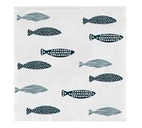 Santa Barbara Design Studio 20 Absorbent 3-Ply Paper Napkins, Cocktail Size (5" Square Napkins), Blue Fishes