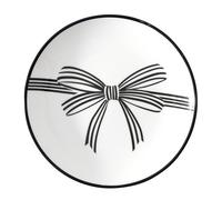 Santa Barbara Design Studio 4-Piece Appetizer Plates Set Black Rim Stamped Ceramic Dessert Plates, 5.25" Diameter, Black Bow