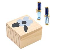 Santa Barbara Design Studio Crystal Stud Earrings - Nickle-Free Gemstone Earring Set in Wooden Gift Box, 1-Pair, Blue Flower