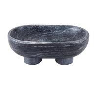 Santa Barbara Design Studio Decorative Bowls Footed Oblong Solid Marble Bowl, Medium, Charcoal