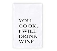 Santa Barbara Design Studio Dish Towel Ultra-Absorbent Thirsty Boy Cotton Kitchen Towel, 30" x 30", Cook & Wine