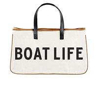 Santa Barbara Design Studio Hold Everything Collection Black and White 100% Cotton Canvas with Leather Handles, Boat Life, L