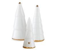Santa Barbara Design Studio Holiday Shelf Décor Christmas Collection Ceramic Trees, Set of 3, White & Gold