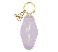 Santa Barbara Design Studio Keychain Lili + Delilah Small Gifts Vintage Motel Key Tag Key Ring, 3.5" Long, Happy Place (Lavender)