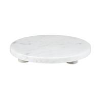 Santa Barbara Design Studio Marble Serving Board Strong Stone Round Footed Tray, 10" Diameter, White